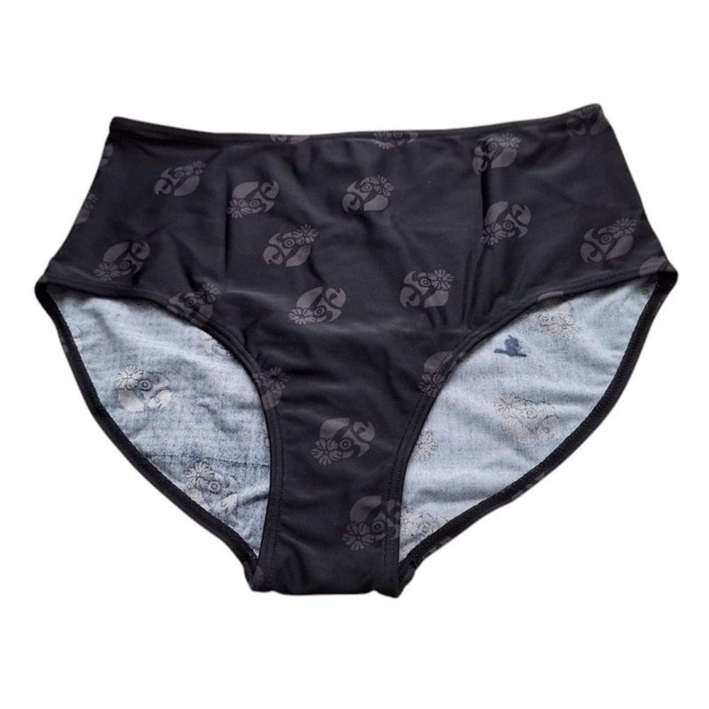 Margaritaville Women Bikini Swim Bottom 12 Black High Waist Tropical Parrot NWT
